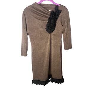 CK Heaven Dress Women's Size Small Ruffle Preppy Long Sleeve Warm Contrasting